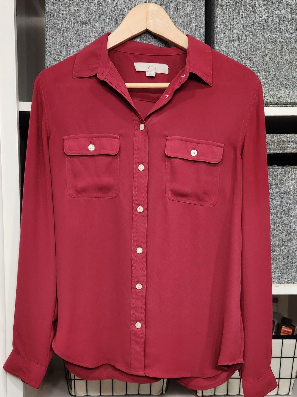 LOFT Utility Blouse, Size Small, Red. EUC.